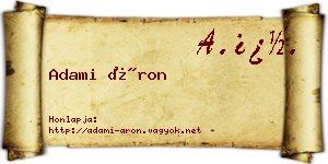 Adami Áron névjegykártya